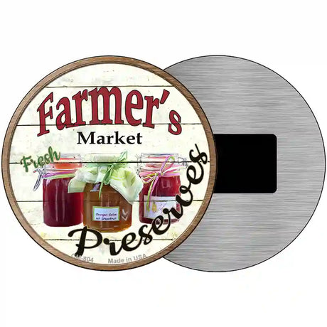 Farmers Market Preserves Novelty Metal Circular Sign 3.5" (CM)