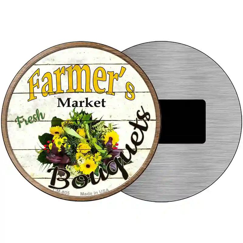 Farmers Market Bouquets Novelty Metal Circular Sign 3.5" (CM)