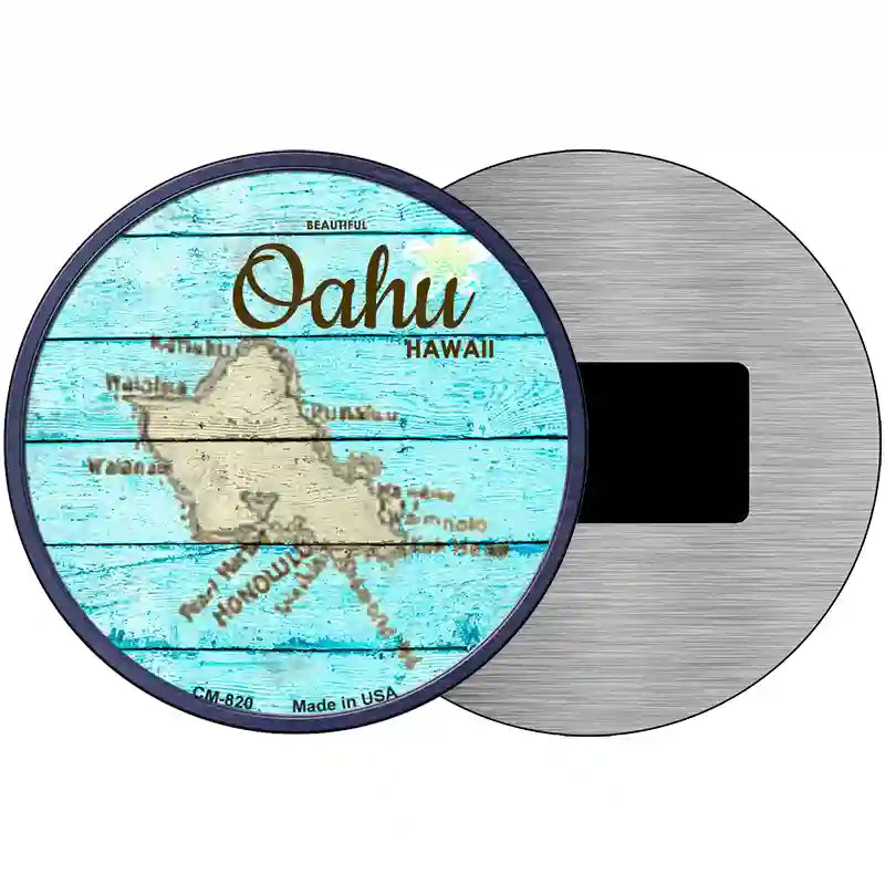 Oahu Hawaii Map Novelty Metal Circular Sign 3.5" (CM)