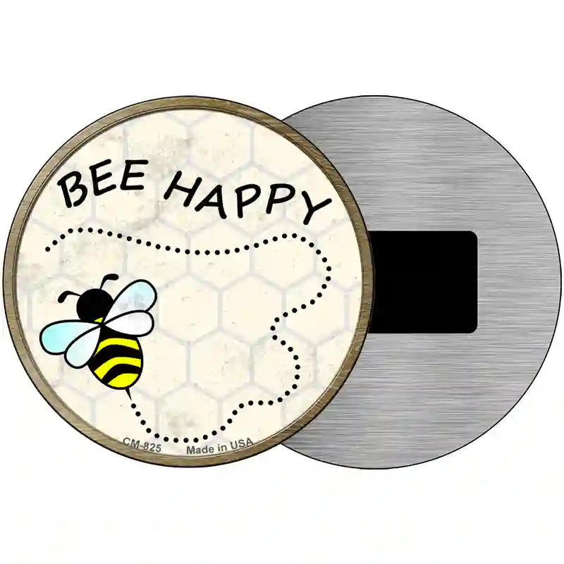 Bee Happy Novelty Metal Circular Sign 3.5" (CM)