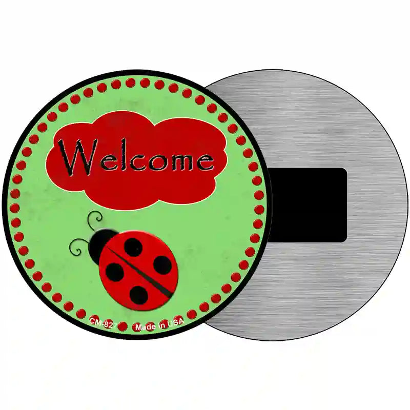 Welcome Ladybug Novelty Metal Circular Sign 3.5" (CM)