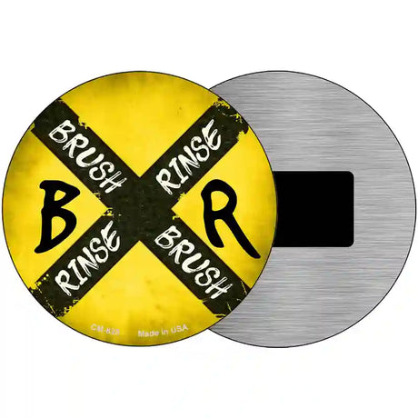 Brush and Rinse Novelty Metal Circular Sign 3.5" (CM)