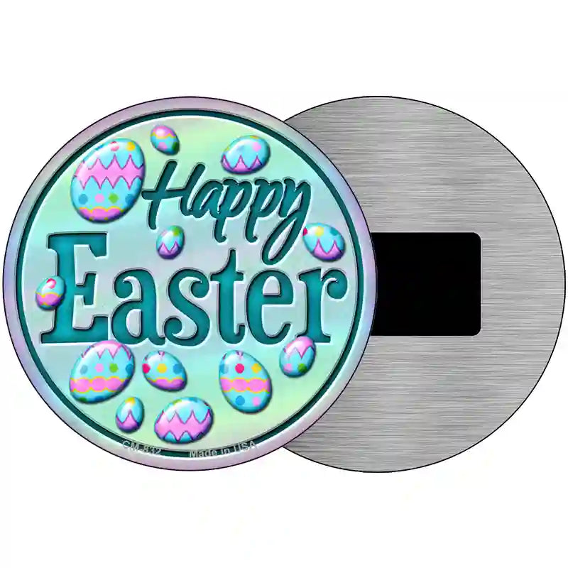 Happy Easter with Eggs Novelty Metal Circular Sign 3.5" (CM)