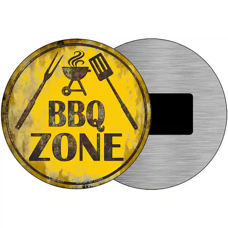 BBQ Zone Novelty Metal Circular Sign 3.5" (CM)