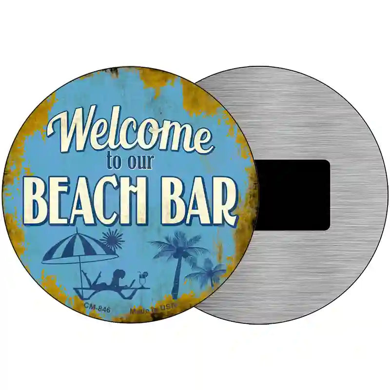 Welcome to our Beach Bar Novelty Metal Circular Sign 3.5" (CM)