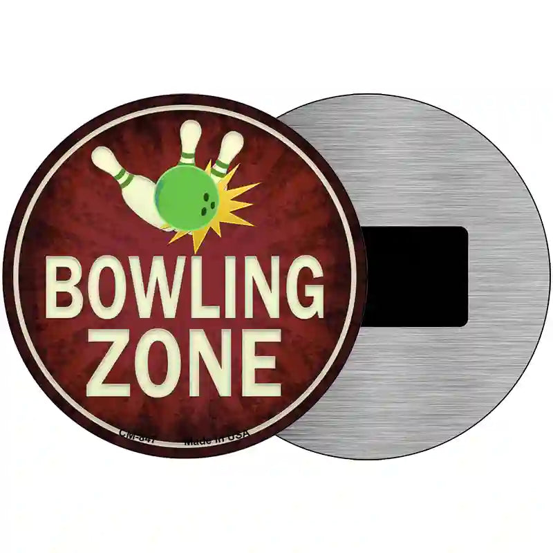 Bowling Zone Novelty Metal Circular Sign 3.5" (CM)