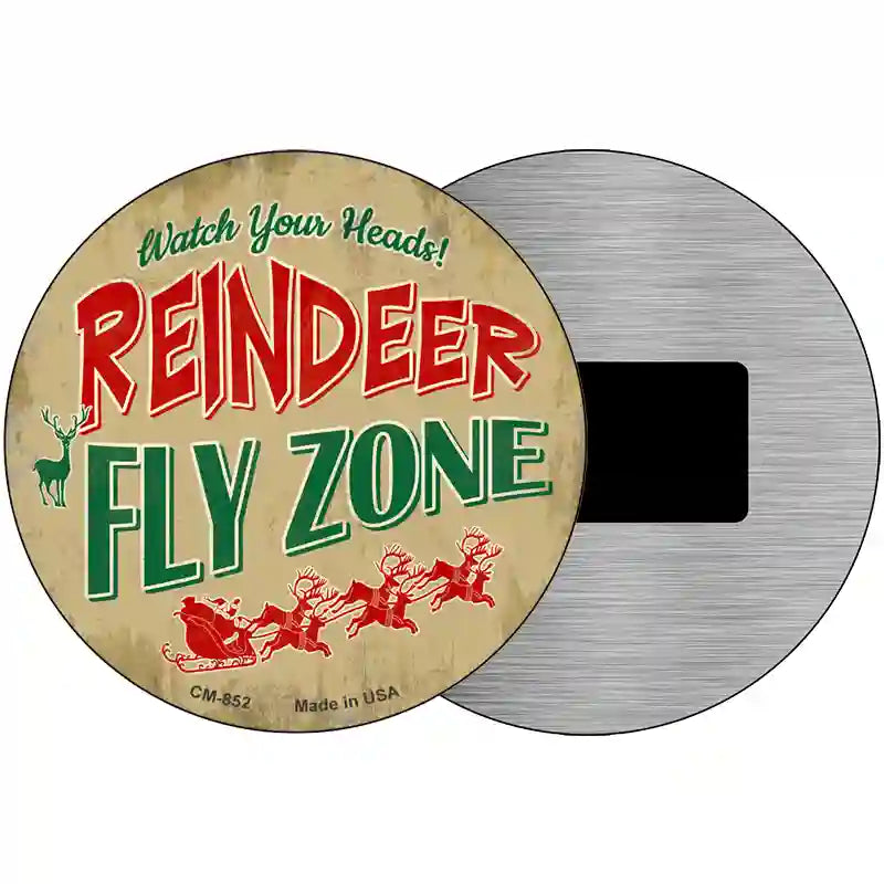 Reindeer Fly Zone Novelty Metal Circular Sign 3.5" (CM)