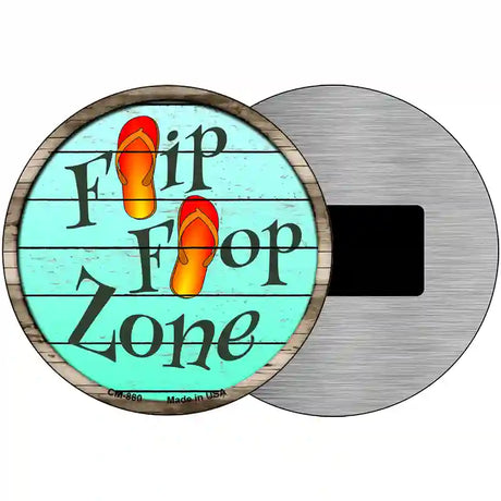 Orange Flip Flop Zone Novelty Metal Circular Sign 3.5" (CM)