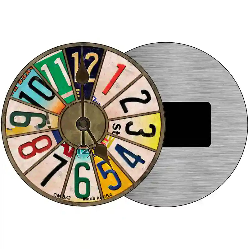 License Plate Strip Clock Novelty Metal Circular Sign 3.5" (CM)