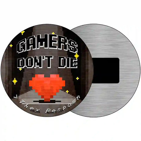 Gamers Dont Die Heart Novelty Metal Circle Sign 3.5" (CM)