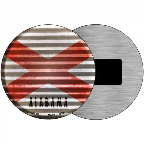 Alabama Flag Corrugated Effect Novelty Circular Sign 3.5" (CM)