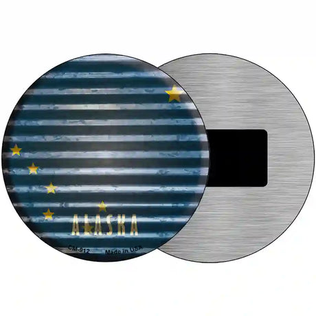 Alaska Flag Corrugated Effect Novelty Circular Sign 3.5" (CM)