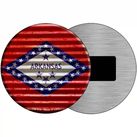 Arkansas Flag Corrugated Effect Novelty Circular Sign 3.5" (CM)