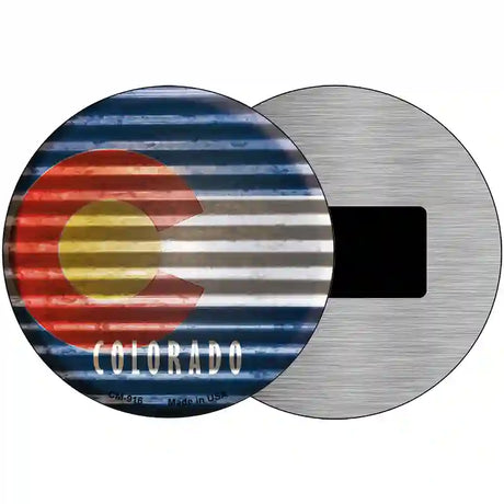 Colorado Flag Corrugated Effect Novelty Circular Sign 3.5" (CM)