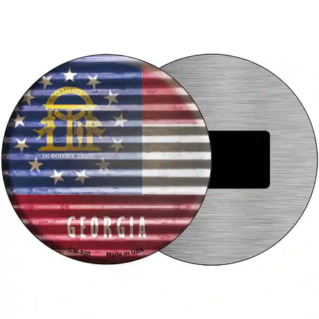 Georgia Flag Corrugated Effect Novelty Circular Sign 3.5" (CM)