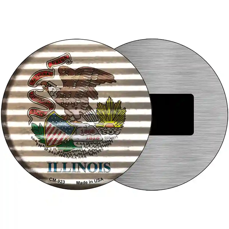 Illinois Flag Corrugated Effect Novelty Circular Sign 3.5" (CM)