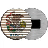 Illinois Flag Corrugated Effect Novelty Circular Sign 3.5" (CM)