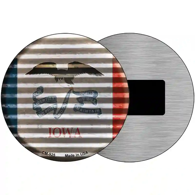 Iowa Flag Corrugated Effect Novelty Circular Sign 3.5" (CM)