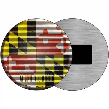 Maryland Flag Corrugated Effect Novelty Circular Sign 3.5" (CM)