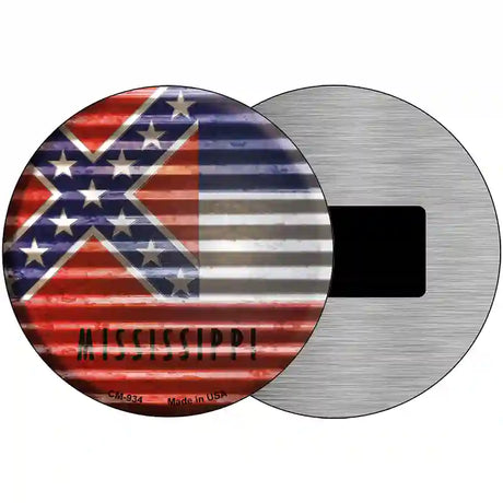 Mississippi Flag Corrugated Effect Novelty Circular Sign 3.5" (CM)