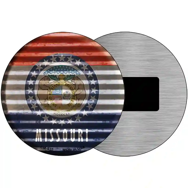 Missouri Flag Corrugated Effect Novelty Circular Sign 3.5" (CM)