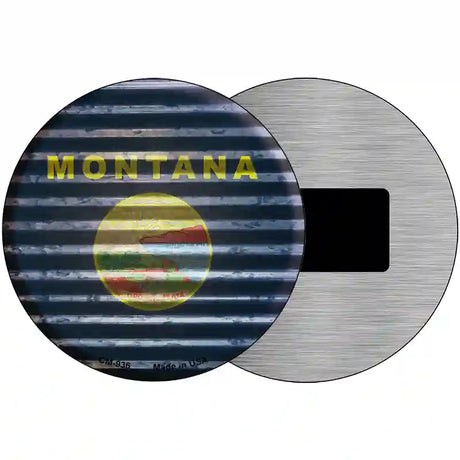 Montana Flag Corrugated Effect Novelty Circular Sign 3.5" (CM)