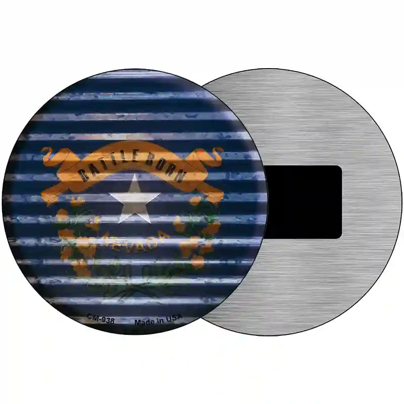 Nevada Flag Corrugated Effect Novelty Circular Sign 3.5" (CM)