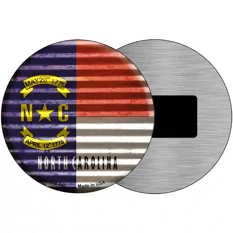 North Carolina Flag Corrugated Effect Novelty Circular Sign 3.5" (CM)