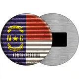 North Carolina Flag Corrugated Effect Novelty Circular Sign 3.5" (CM)