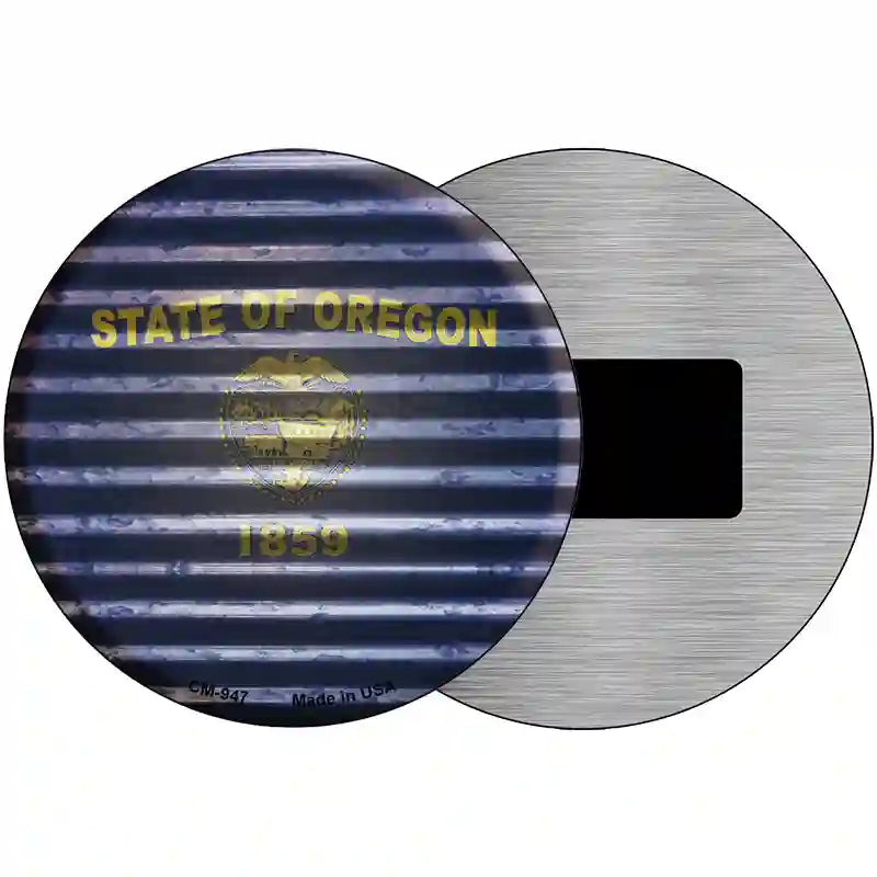 Oregon Flag Corrugated Effect Novelty Circular Sign 3.5" (CM)