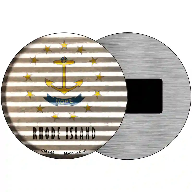 Rhode Island Flag Corrugated Effect Novelty Circular Sign 3.5" (CM)