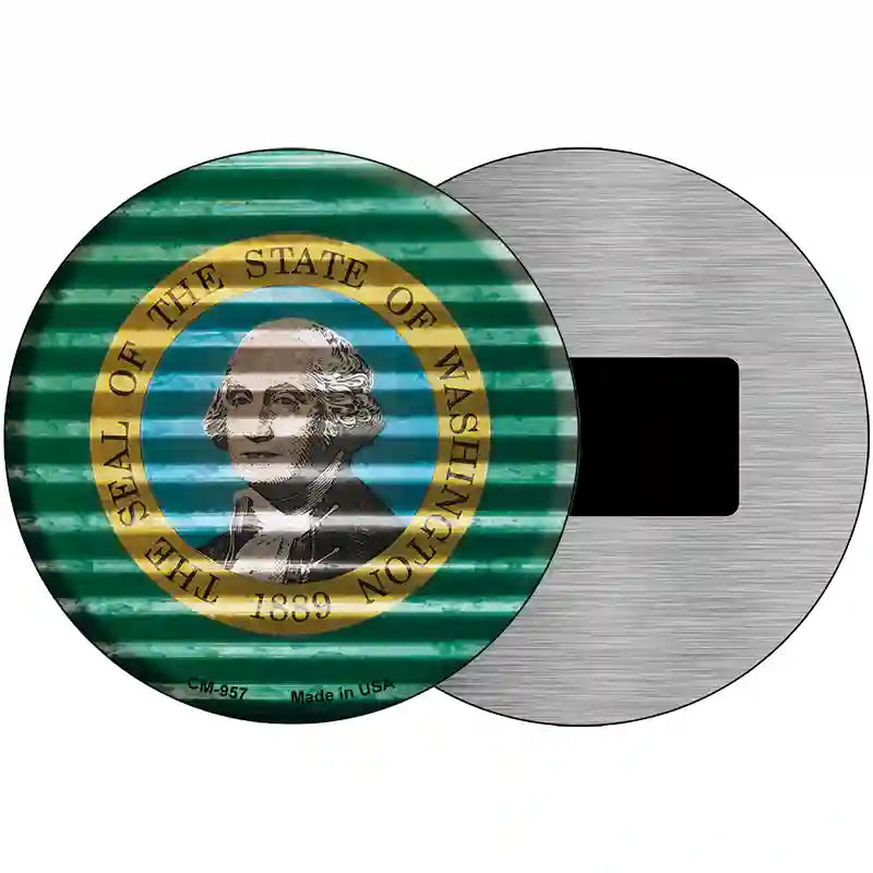 Washington Flag Corrugated Effect Novelty Circular Sign 3.5" (CM)