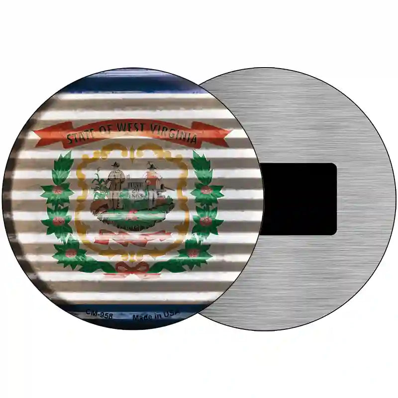 West Virginia Flag Corrugated Effect Novelty Circular Sign 3.5" (CM)