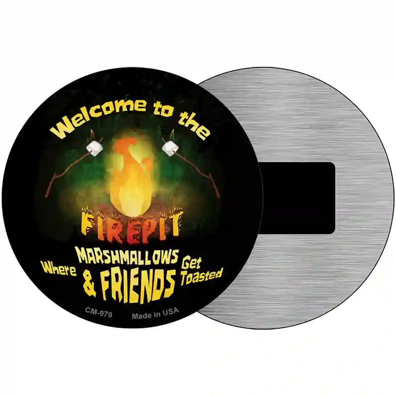 Welcome to the Firepit Novelty Metal Circular Sign 3.5" (CM)