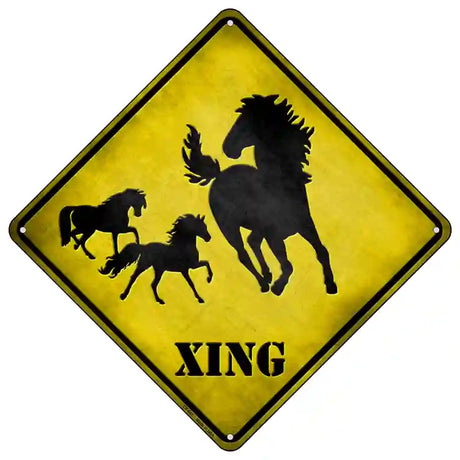 Horse Xing Novelty Metal Crossing Sign 16.5" (CX)