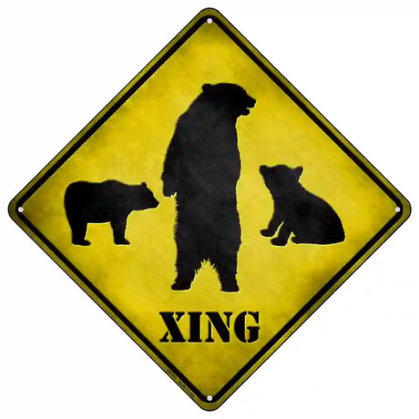 Bears Xing Novelty Metal Crossing Sign 16.5" (CX)