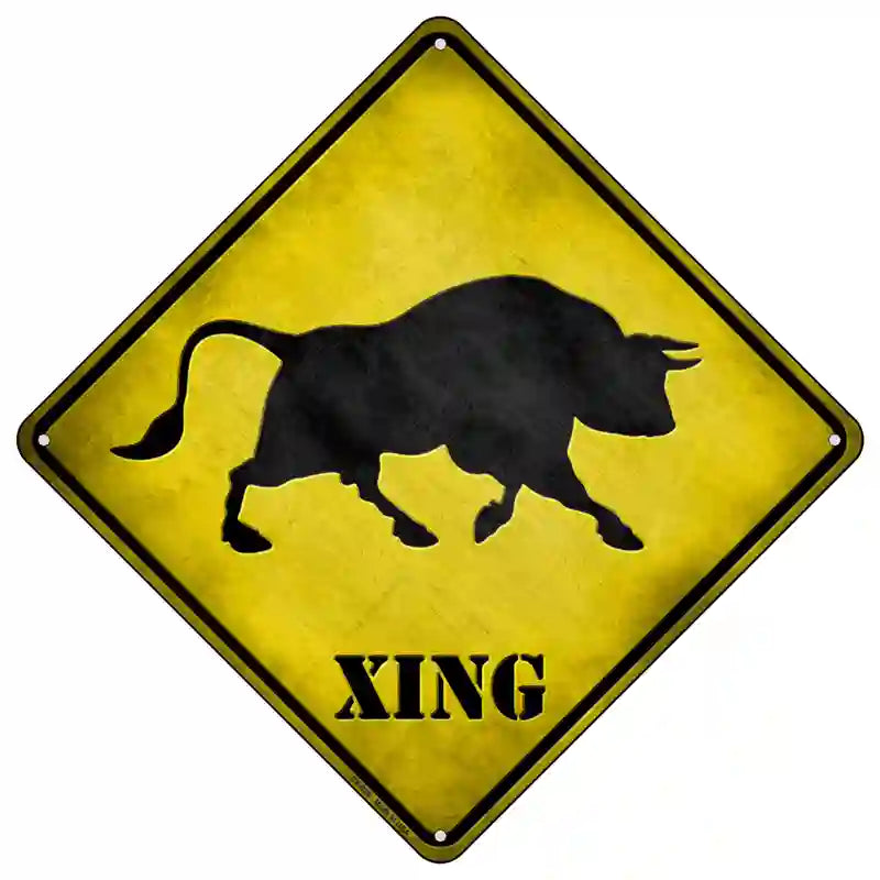 Bull Xing Novelty Metal Crossing Sign 16.5" (CX)