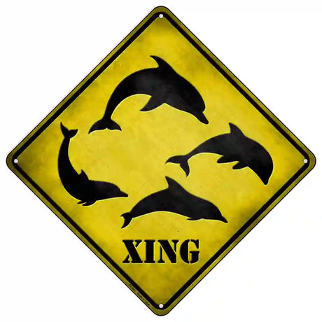 Dolphins Xing Novelty Metal Crossing Sign 16.5" (CX)