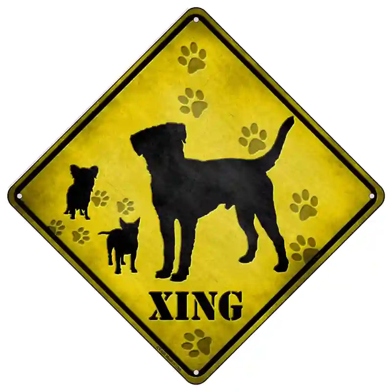 Dogs Xing Novelty Metal Crossing Sign 16.5" (CX)