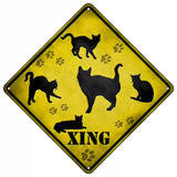 Cats Xing Novelty Metal Crossing Sign 16.5" (CX)