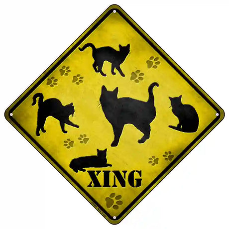 Cats Xing Novelty Metal Crossing Sign 16.5" (CX)