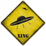 UFO Spaceship Xing Novelty Metal Crossing Sign 16.5" (CX)