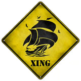 Sailboat Xing Novelty Metal Crossing Sign 16.5" (CX)