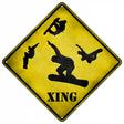 Snow Boarder Xing Novelty Metal Crossing Sign 16.5" (CX)