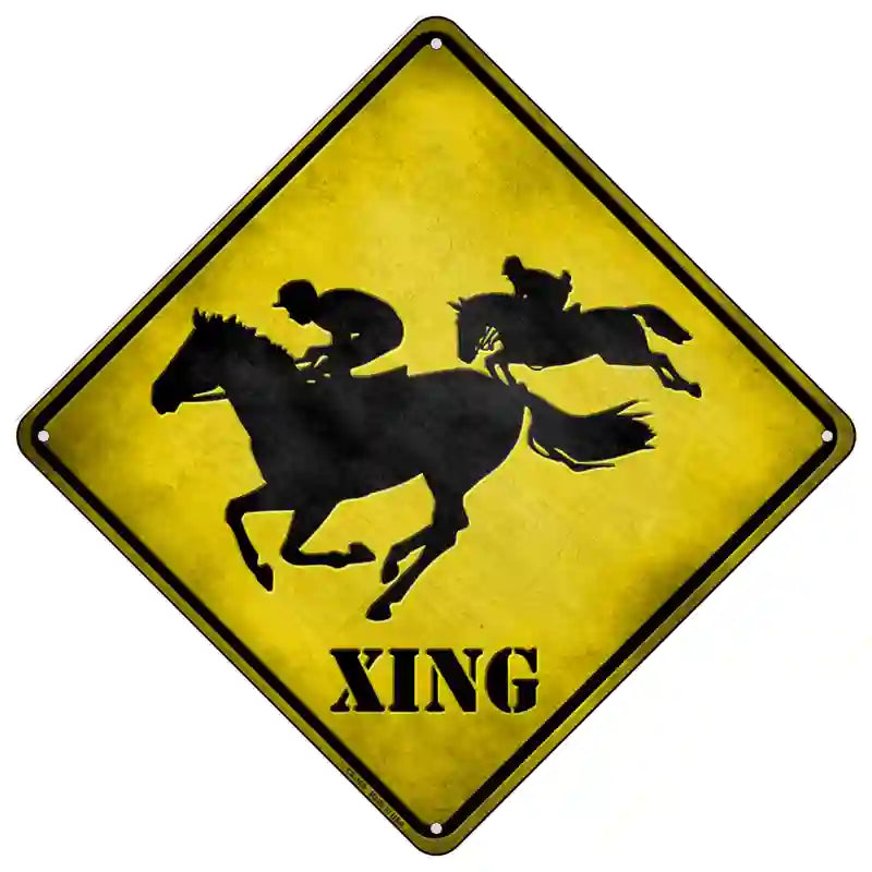 Horse Racing Xing Novelty Metal Crossing Sign 16.5" (CX)