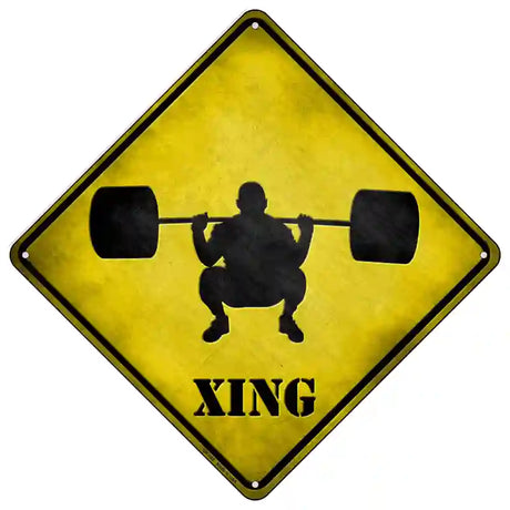 Weight Lifting Xing Novelty Metal Crossing Sign 16.5" (CX)