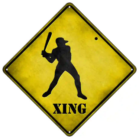 Baseball Xing Novelty Metal Crossing Sign 16.5" (CX)