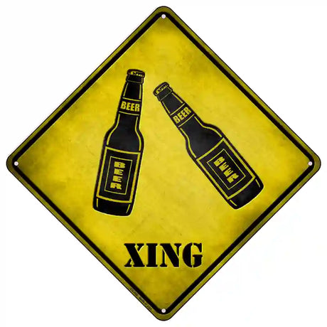 Beer Xing Novelty Metal Crossing Sign 16.5" (CX)