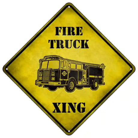 Fire Truck Xing Novelty Metal Crossing Sign 16.5" (CX)