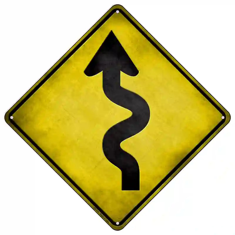 Curved Road Novelty Metal Crossing Sign 16.5" (CX)